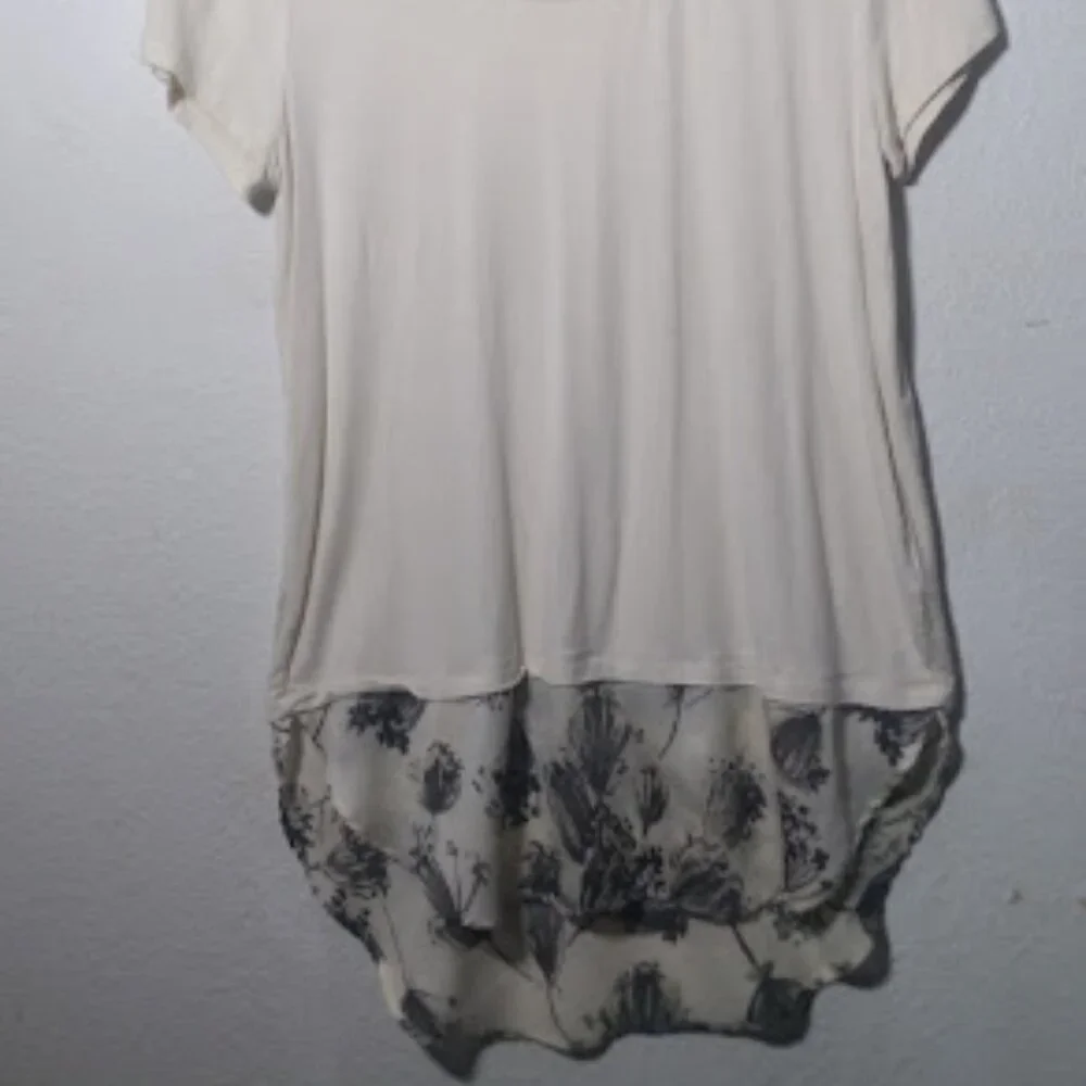 MERONA short sleeve women's Floral high low scarf hem Top Size S/P - Picture 6 of 14
